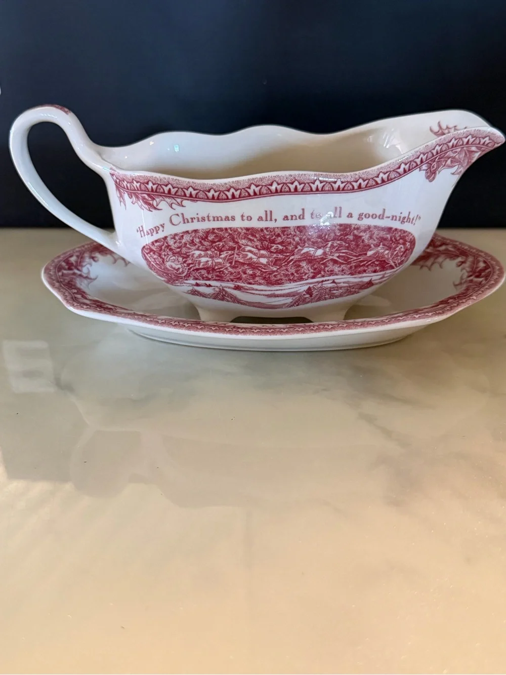 Johnson Brothers Twas the Night Christmas Gravy Boat & Underplate Set